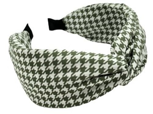 Khaki Houndstooth Twist Headband