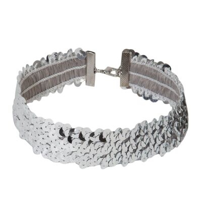 Silver Sequin Choker 2.5cm