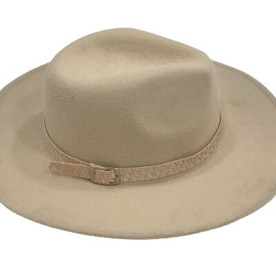 Cream Felt Fedora with woven band