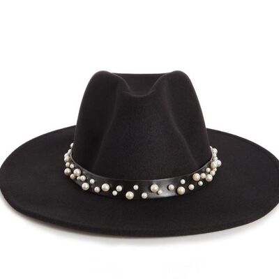 Black Fedora with pearl band