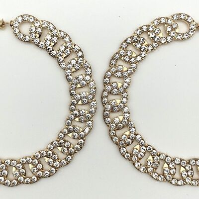 Diamante Chain Hoops - GOLD/CLEAR