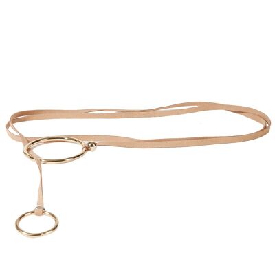 Suede Thin Tie Up Belt with Metallic Circles