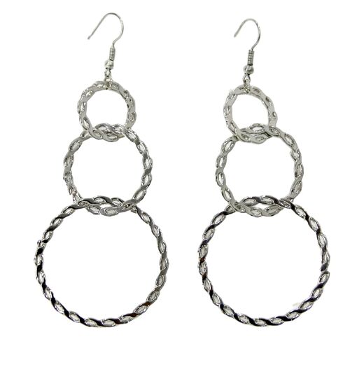 Silver Circle Link Hoop Earring