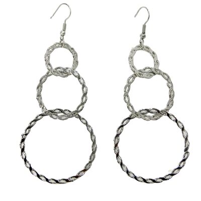 Silver Circle Link Hoop Earring