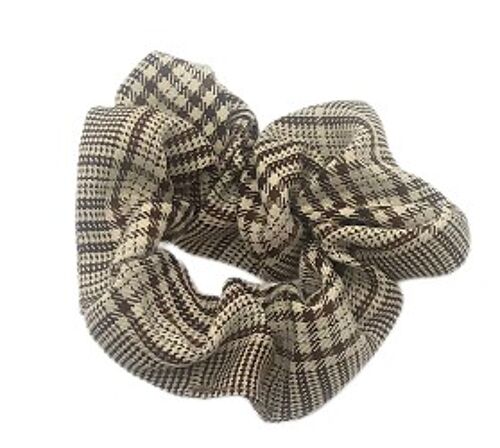 Beige Check Scrunchie