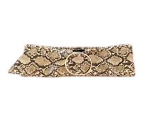 Nude PU Snake Print waist Circle buckle belt