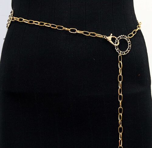 Gold PU and Metal Circles on Chain Belt