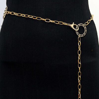 Gold PU and Metal Circles on Chain Belt