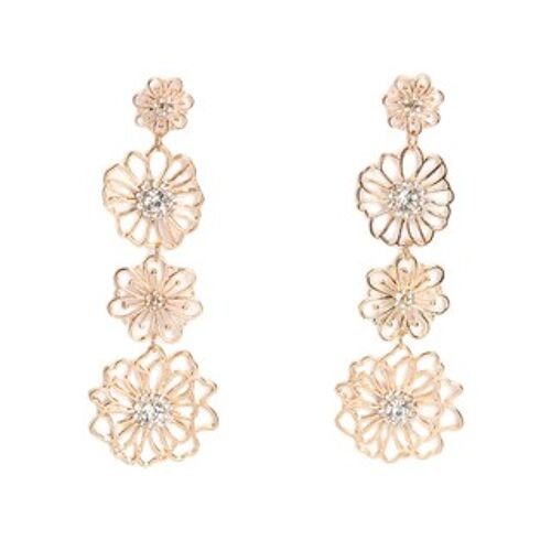 Gold Flower diamante earrings