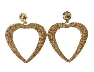 Gold Mesh Heart Earrings