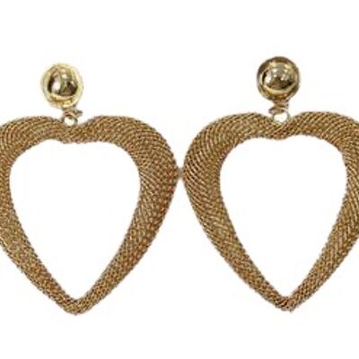 Gold Mesh Heart Earrings