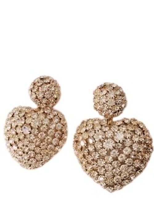 Gold Diamante Heart Earrings