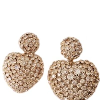Gold Diamante Heart Earrings