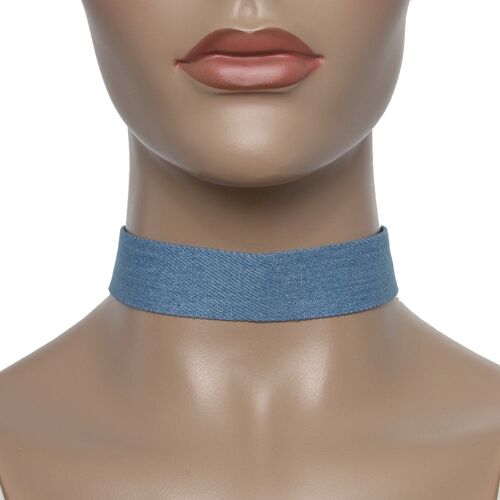 Blue 2.5cm Denim Choker