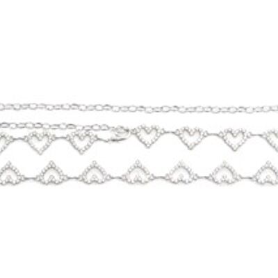 Silver Diamante Heart Chain Belt