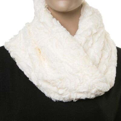 Cream Faux Fur Snood with Pattern