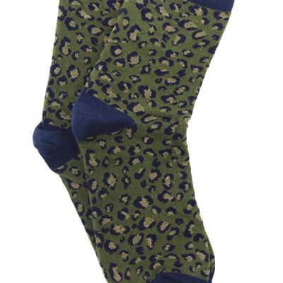 Khaki Leopard Print Fashion Socks