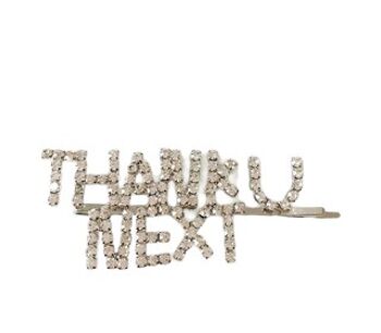 Barrette à cheveux argentée à slogan 'Thank U Next'