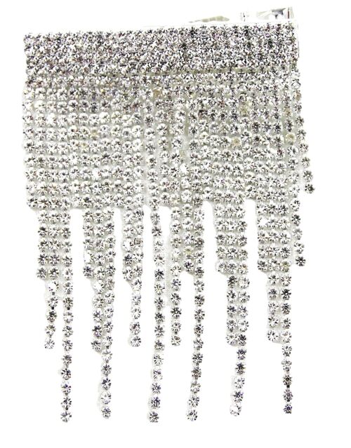 Diamante Tassel Hair Clip - 16cm x 25cm - GUN METAL - METAL ALLOY