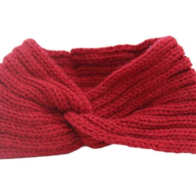 Red Knitted Twist Stretch Headband