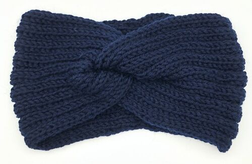 Navy Knitted Twist Stretch Headband
