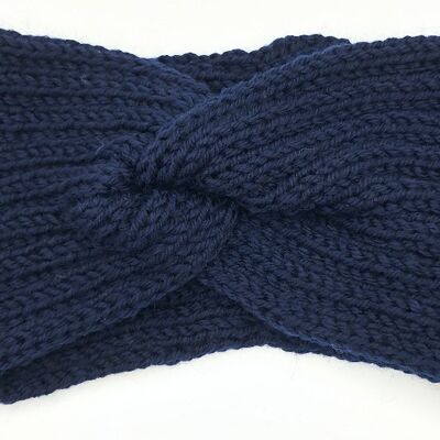 Navy Knitted Twist Stretch Headband