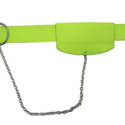 Neon Lime Snake PU Belt & Chain