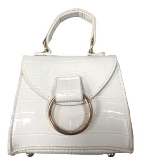 White PU Croc Bag With D Ring