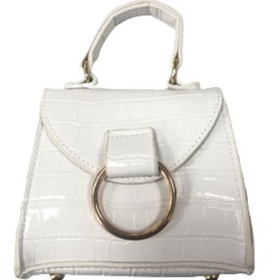White PU Croc Bag With D Ring
