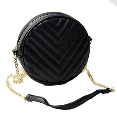 Black Quilted Round Tassel Bag