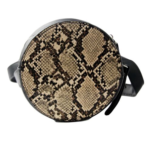 Brown Snake Faux Leather (PU) Circle Bag With Strap