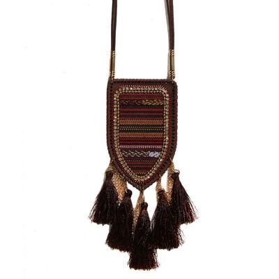 Boho Style Suede Pouch Necklace with Tassels