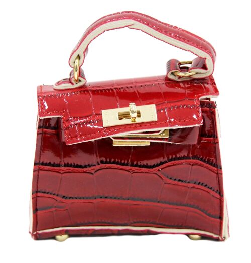 Dark Red Croc Mini Bag with Chain