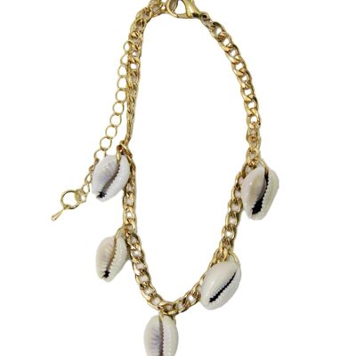 Gold Chain Anklet with Cowrie Shell Drops