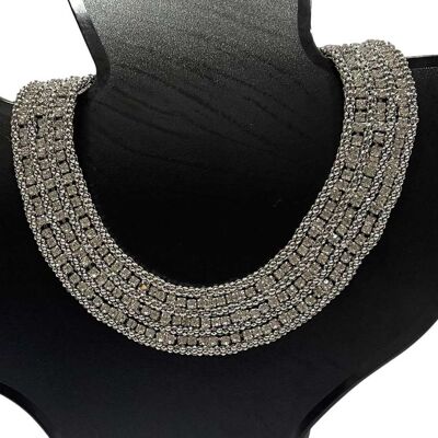 Silver Chunky Metal and Diamante Choker