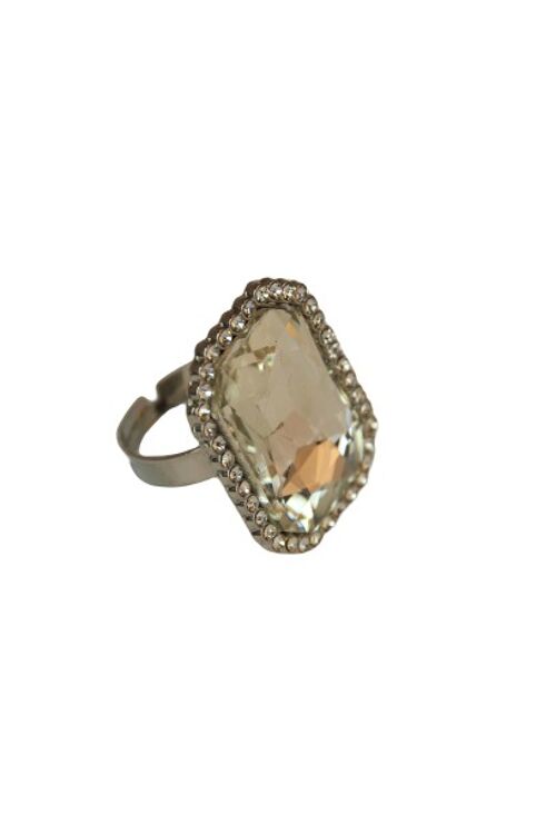 Clear Octagon Stone Diamante Ring