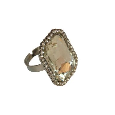 Clear Octagon Stone Diamante Ring