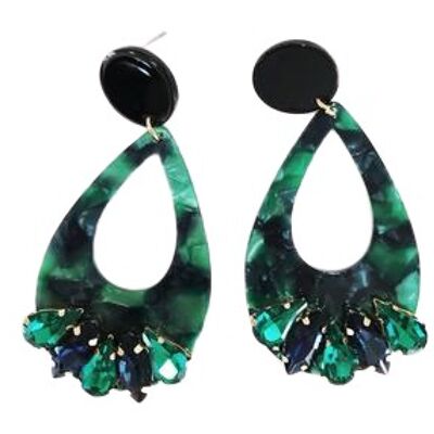 Green Oval Resin Gemstone Earrings