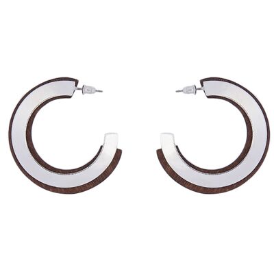 Double Sided Wooden & Metallic Circle Earrings