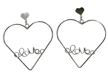 Boucles d'oreilles Love en forme de coeur en argent