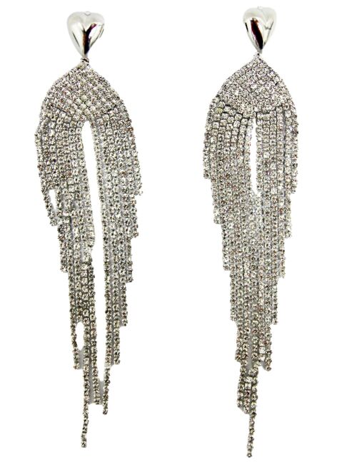 Silver Multi Drop Diamante Earrings