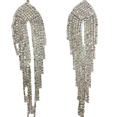 Silver Multi Drop Diamante Earrings