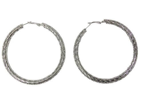 Silver Multi Strand Glittery Hoop Earrings