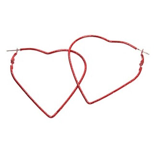 Red Heart Hoop Earrings