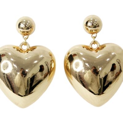 Gold Metal Heart Earrings
