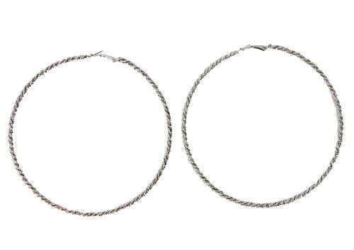 Silver Large Twisted Hoops