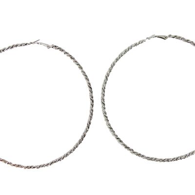 Silver Large Twisted Hoops