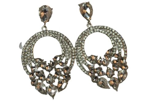 Silver Oval Diamante Stone Earring