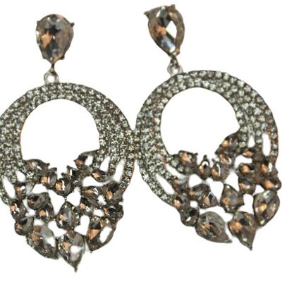 Silver Oval Diamante Stone Earring