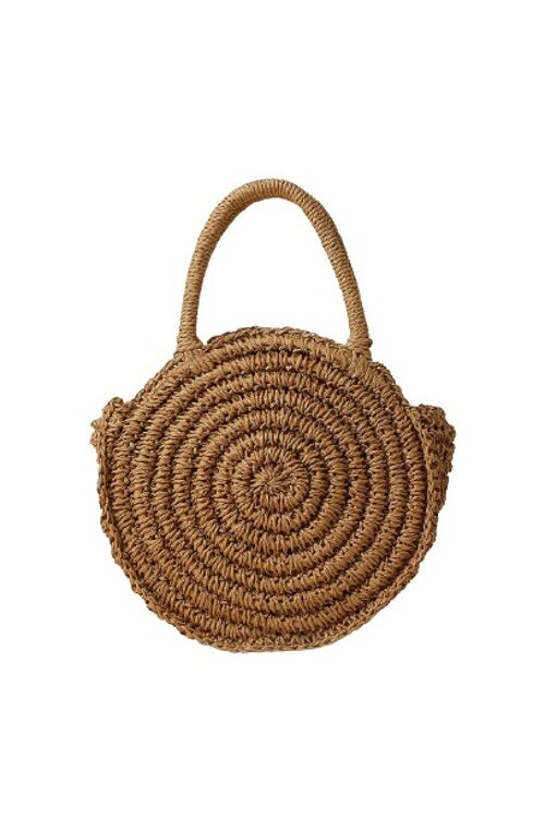 Tan Circle Straw Bag